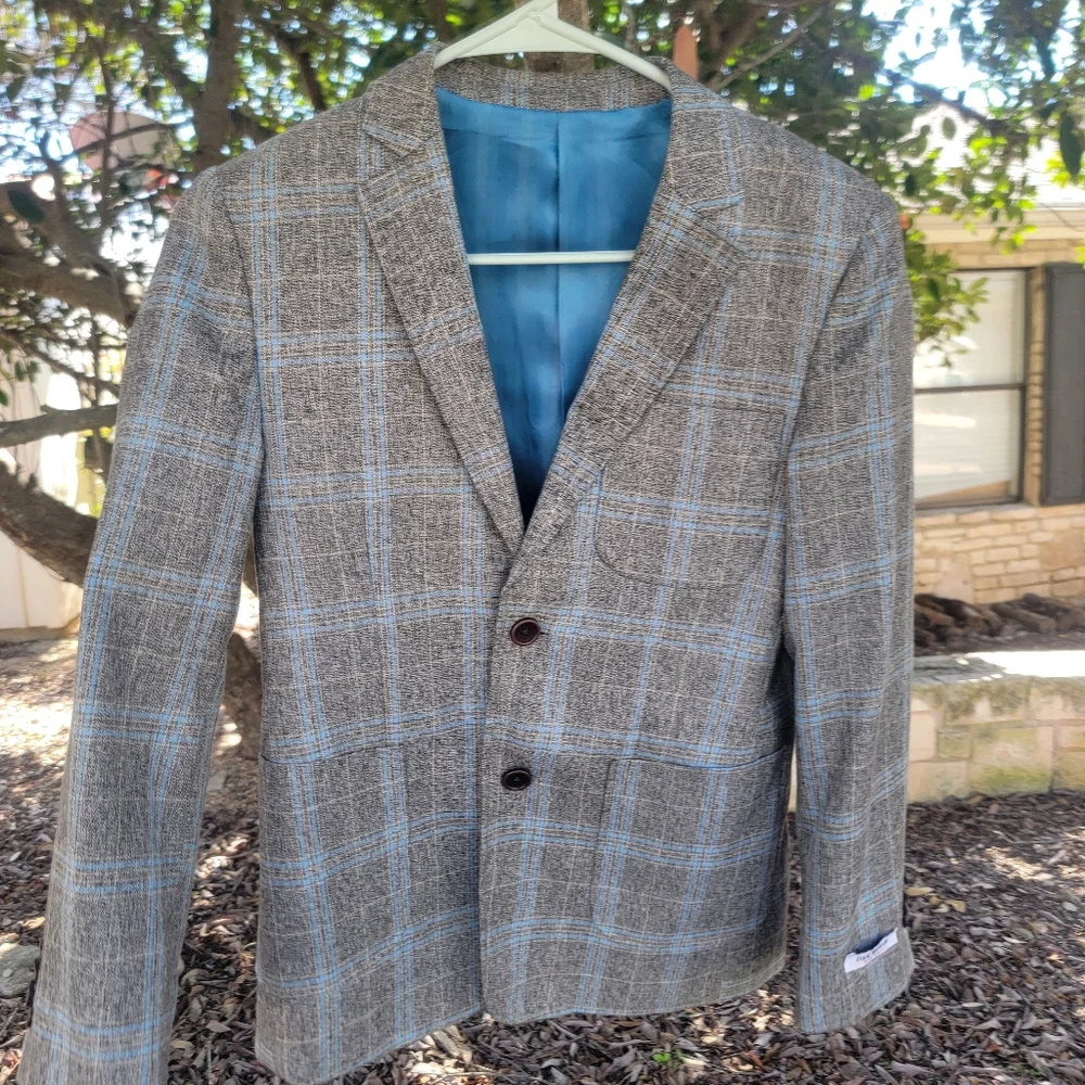 Izsaac Mizrachi Blazer Grey And Blue Size Small Like New - Picture 3 of 7